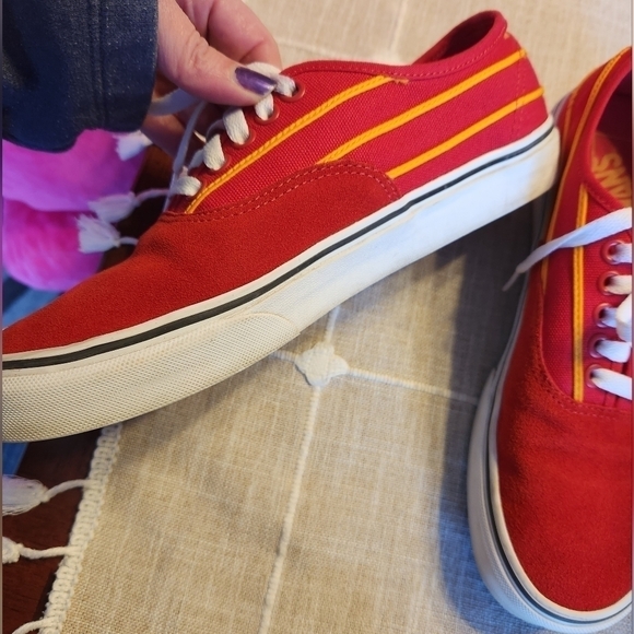 Vans Original Racing Red/Cadmium Yellow Unisex Sneakers M 8/ W 9.5 Chiefs colors - Picture 2 of 12